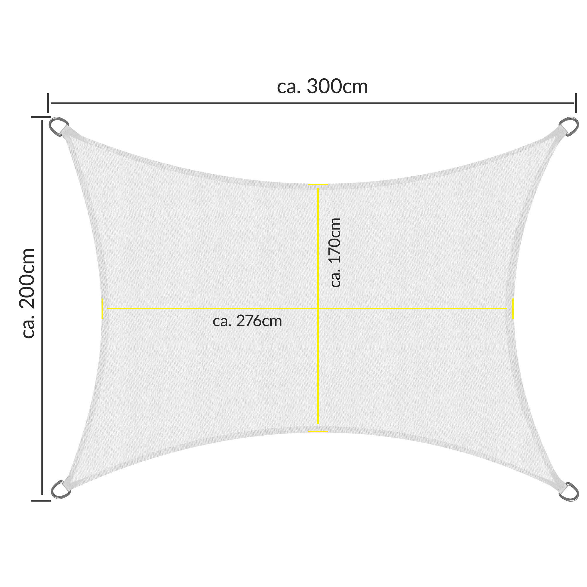 SONNENSEGEL SolVision PS9 200/300 cm rechteckig Weiß PE - Weiß, Kunststoff (300/200cm) - Sol Royal