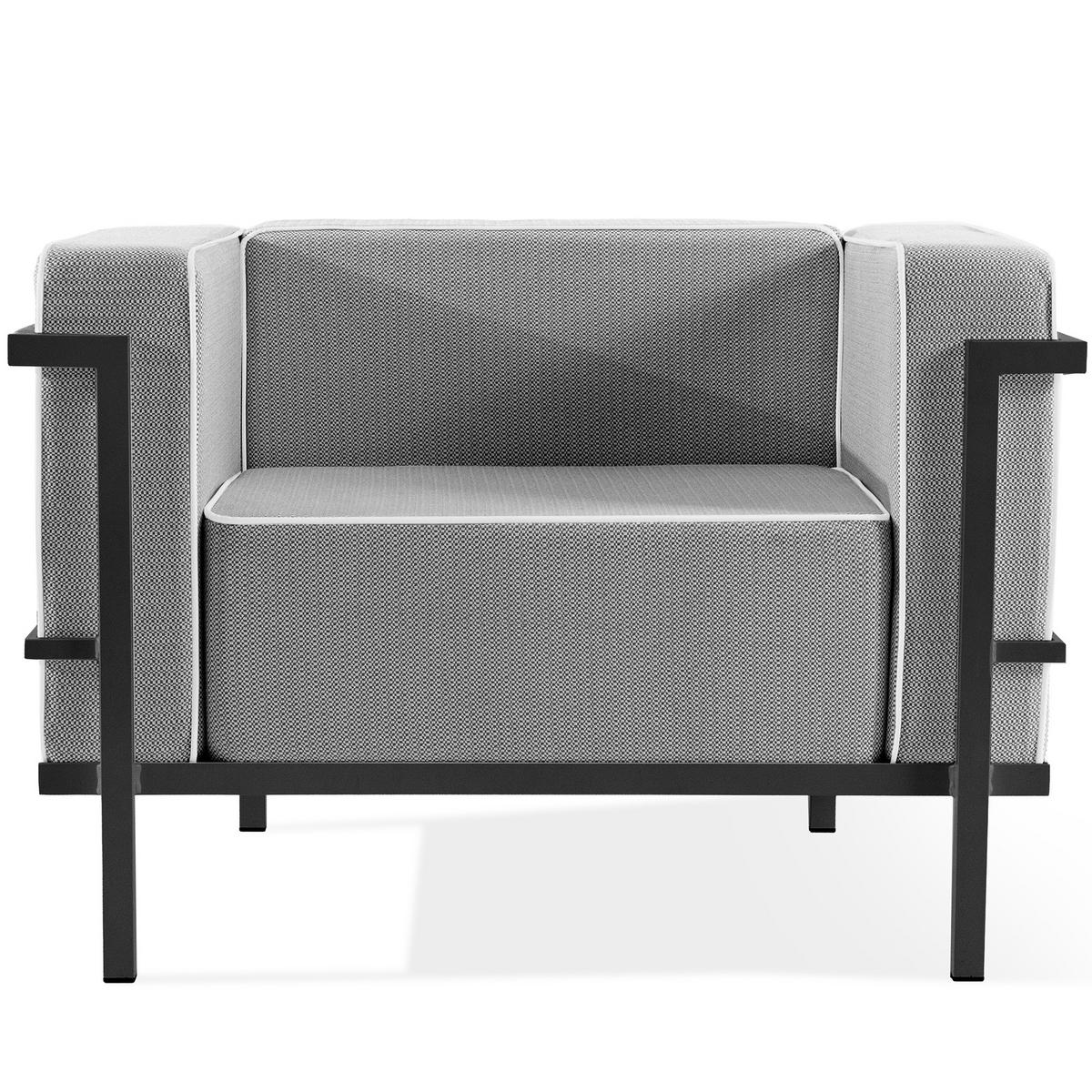 GARTENLOUNGE-SET TRIGLO 4-tlg., 1x Tisch, 2x Sessel, 1x Sofa 2-Sitzer, Modern, Dunkelgrau - Dunkelgrau/Schwarz, Glas/Textil - KONSIMO®