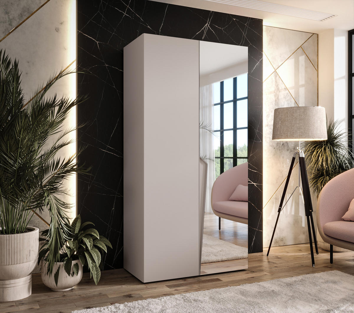 DREHTÜRENSCHRANK 202/100/52 2-türig - Beige, Holz/Metall (100/202/52cm) - Abiks Möbel