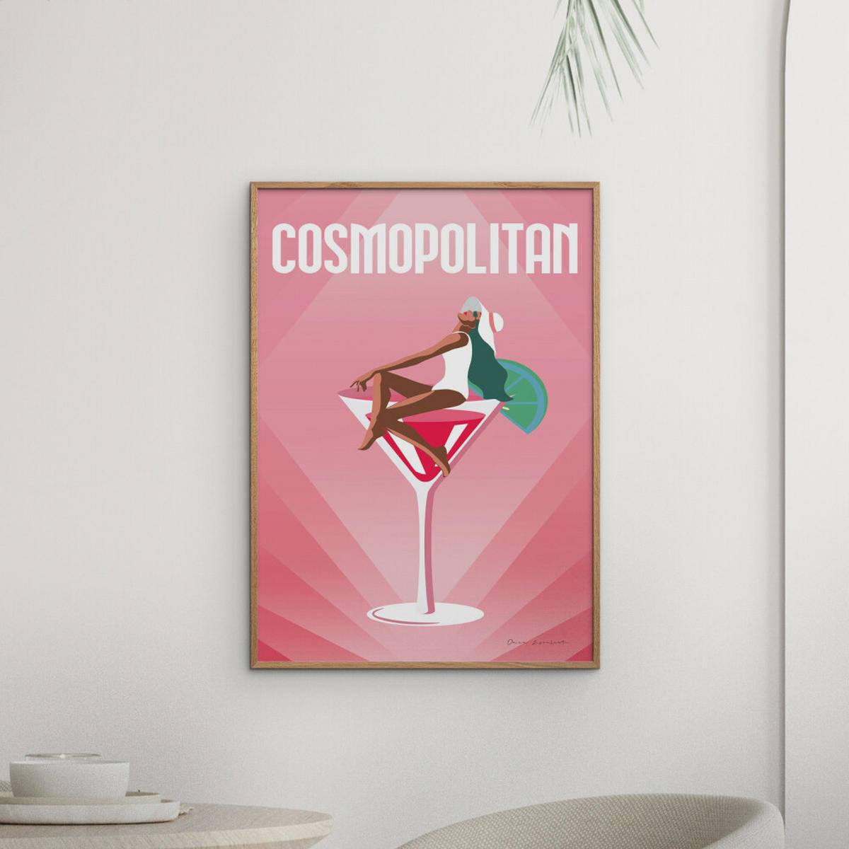 POSTER mit Rahmen Wild Apple - Cosmopolitan - Pink/Eichefarben, Holz/Papier (30/40cm) - Poster&Frame