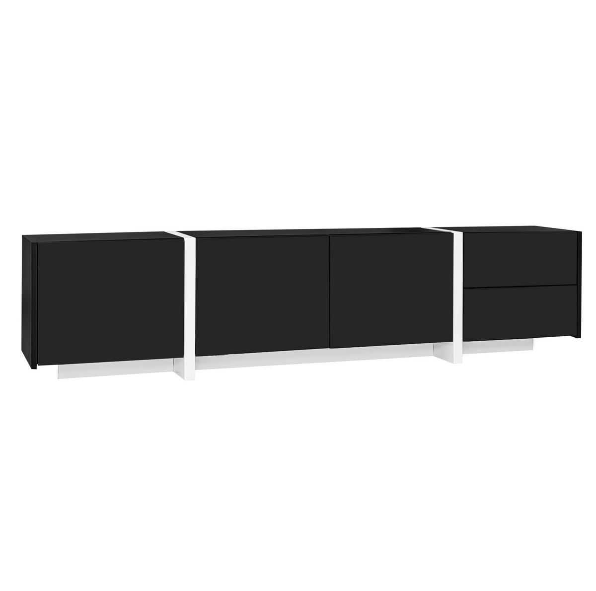TV-STÄNDER 170/30/39 cm schwarz/weiß Hochglanz mit LED-Beleuchtung und geräumigem Stauraum - Schwarz, Holzwerkstoff (170/39/30cm) - OKWISH