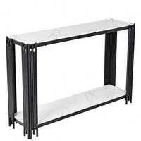 KONSOLENTISCH DE-37416 2-etagig mit Marmoroptik Schwarz - Schwarz, Metall (124/34/80cm) - ComfortXL