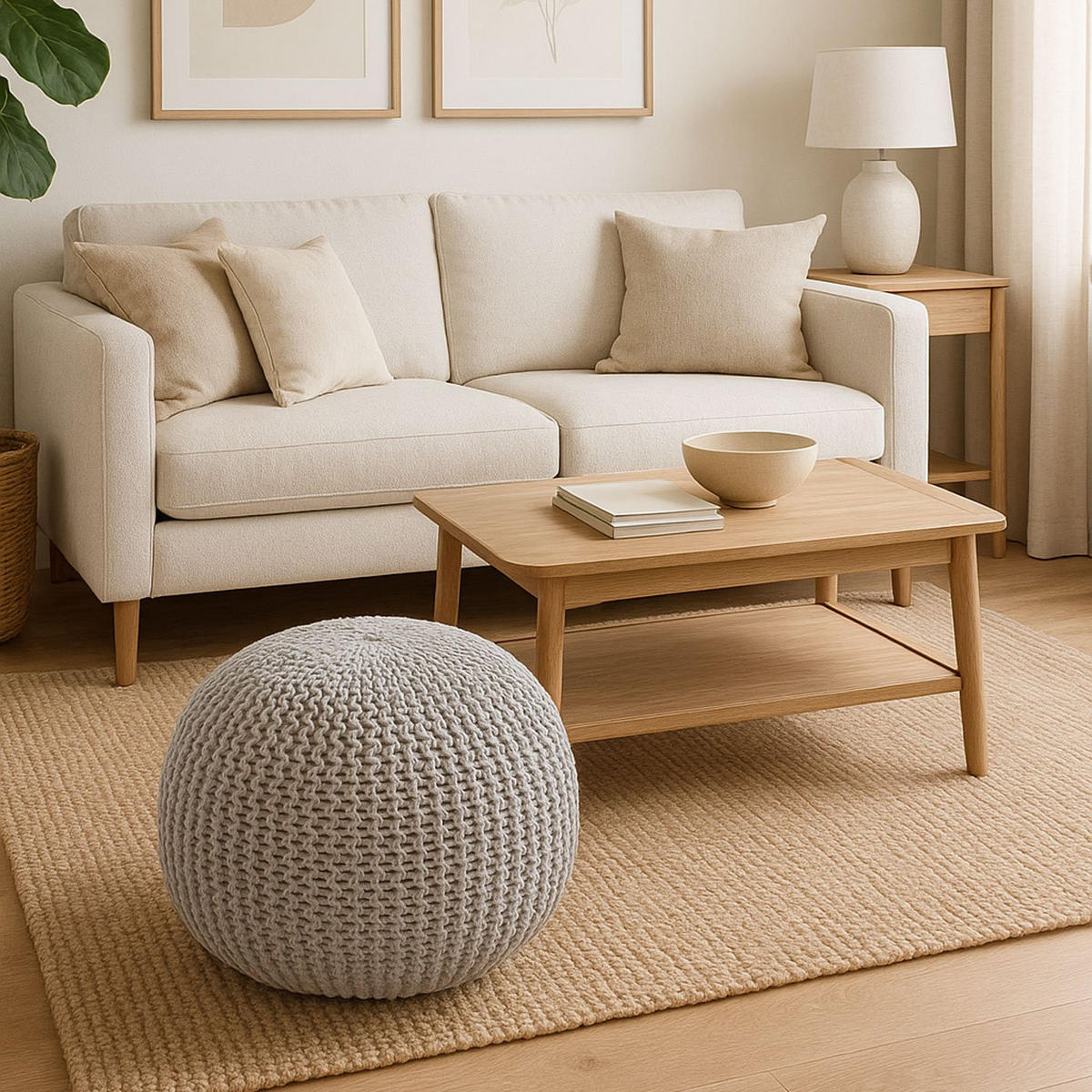 POUF Grau - Grau, Textil (50/40/50cm) - MCW