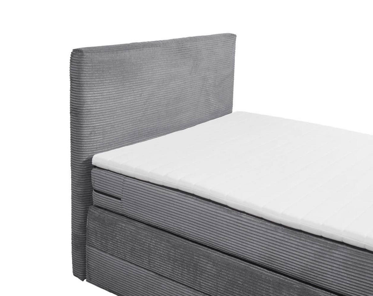 BOXSPRINGBETT 120/140x200 – Bettkasten, 7‑Zonen‑Tonnentaschenfederkern & Komfort‑T25‑Topper - Beige/Anthrazit, Holz/Holzwerkstoff (120/200cm) - ed exciting design