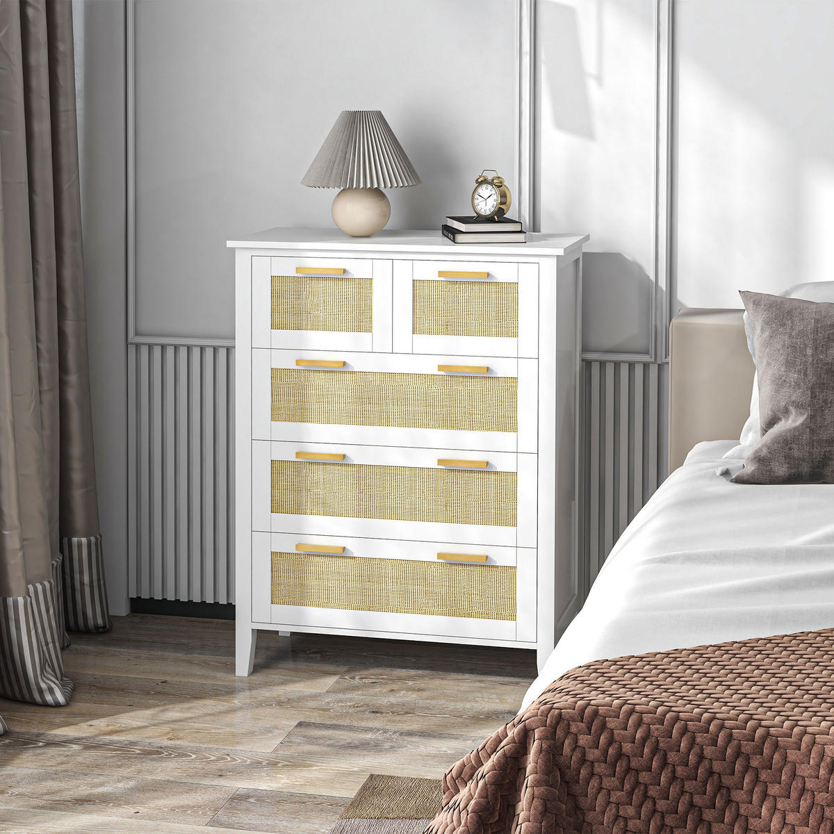KOMMODE Weiß 77/37/104 cm - Weiß, Holzwerkstoff (77/104/37cm) - PANGIVO