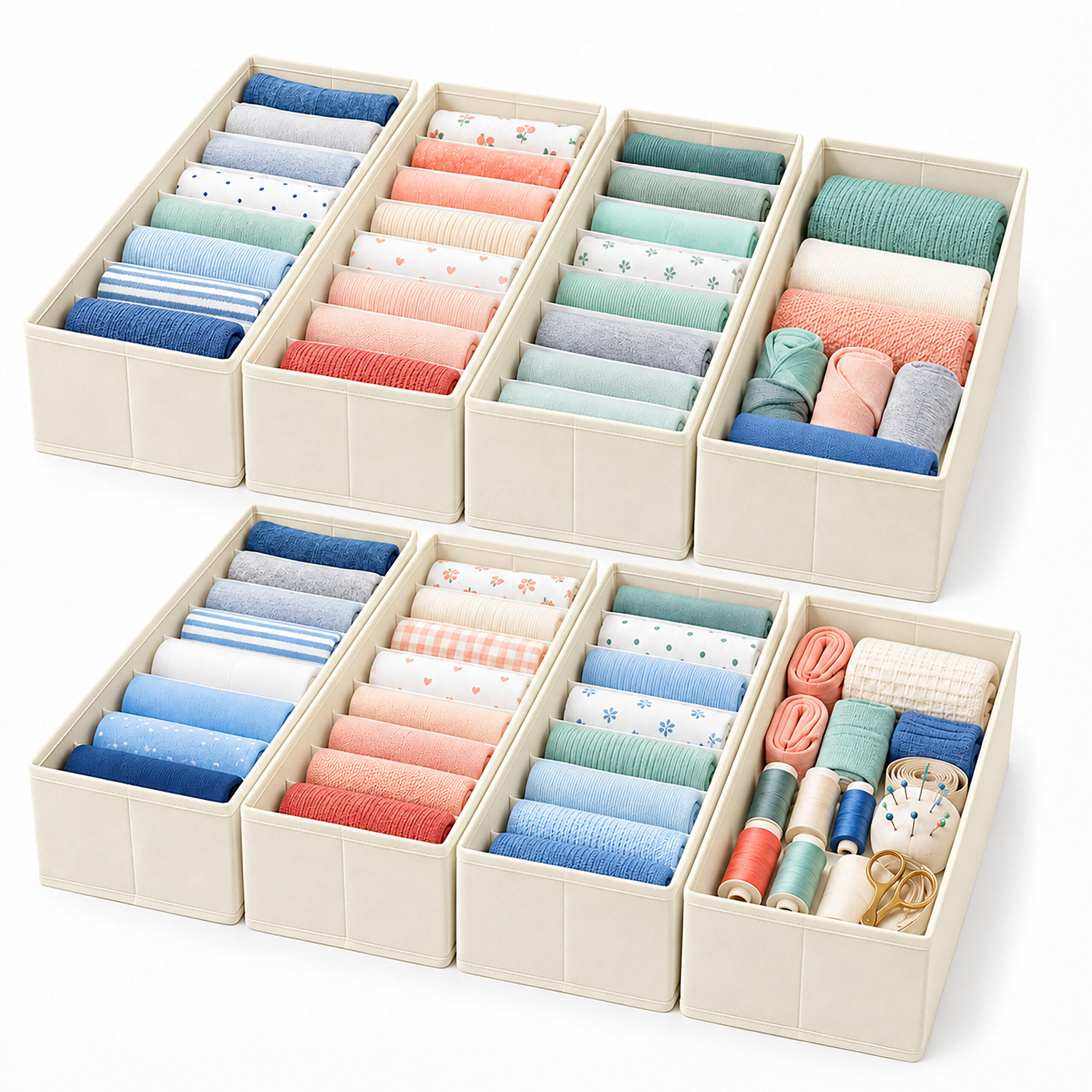Relaxdays ORGANIZÉR Beige 8dílná-sada