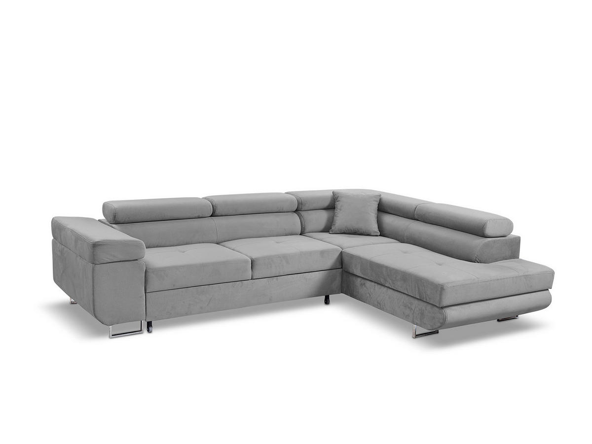 ECKSOFA Marlene III L-Form mit verstellbaren Kopfstützen Schlaffunktion Bettkasten 271 cm rechts hellgrau - Hellgrau, Kunststoff (202/271cm) - Margaret Hadas24