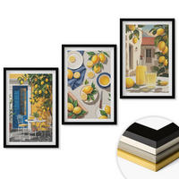 WANDBILDER 3er-Set - 40x60 cm Schwarzer Rahmen - Zitronengarten mit Getränken - Schwarz, Kunststoff (40/60cm) - ArtPrintCave