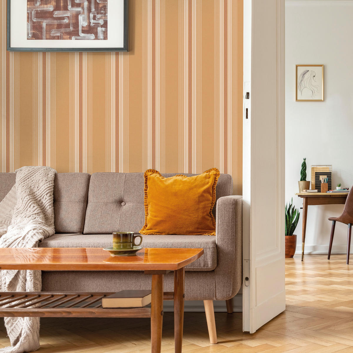 TAPETE Streifen 53 cm x 10 m - Orange, Papier (53/1000cm) - Sanders & Sanders