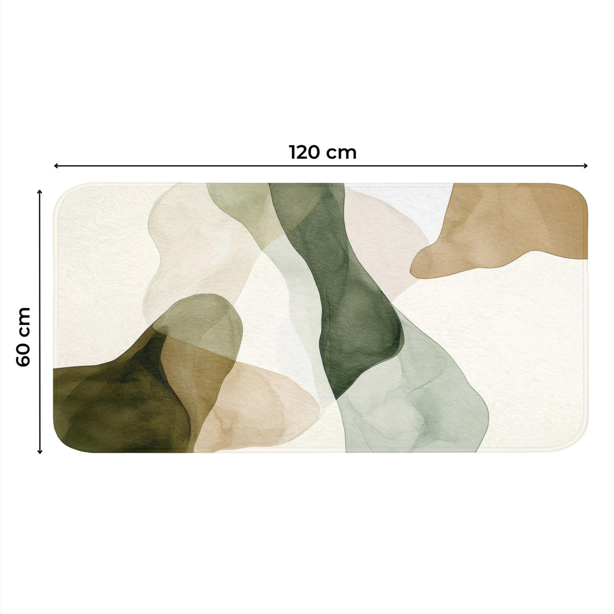 WC-VORLEGER Japandi - Abstrakt - Grün WC Teppich 120x60 cm - Grün, Kunststoff/Textil (120/1cm) - OnlyWow