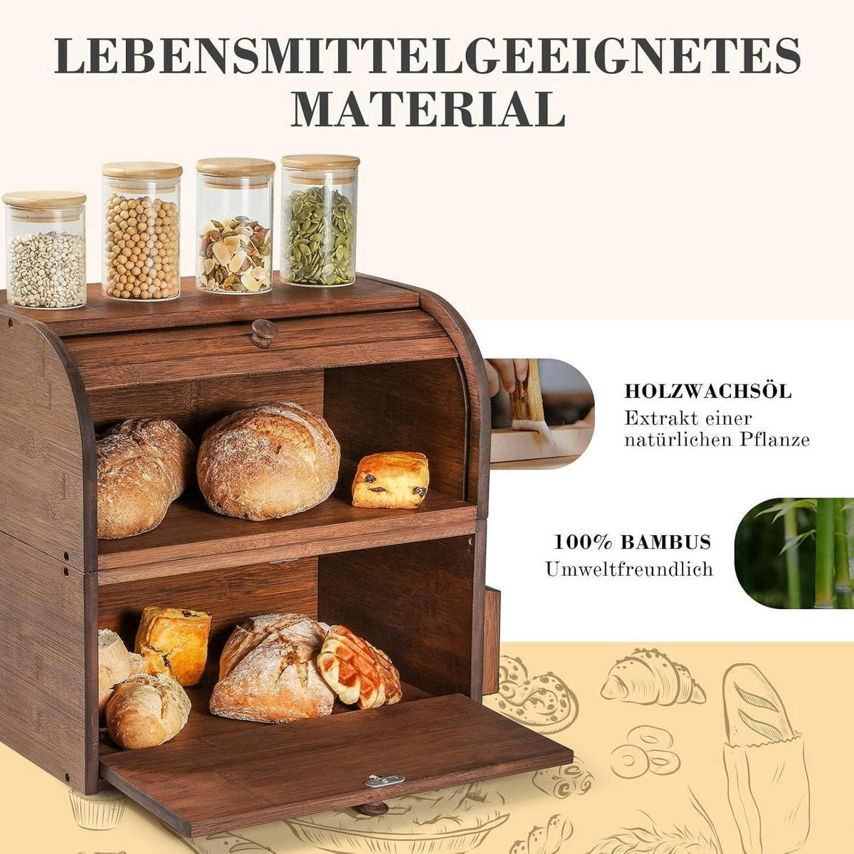 BROTKASTEN Bambus 38 x 25 x 36 cm - Braun, Naturmaterialien (25/36/38cm)