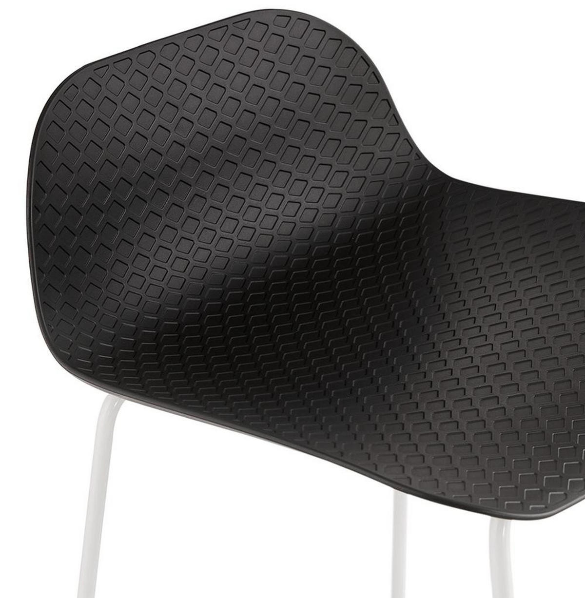 SITZHOCKER Kunststoff Metallgestell Sitzhöhe 66cm Industriedesign JORALI MINI, Schwarz-Weiß 48x53x85 cm - Schwarz/Weiß, Kunststoff/Metall (48/85/53cm) - KADIMA DESIGN