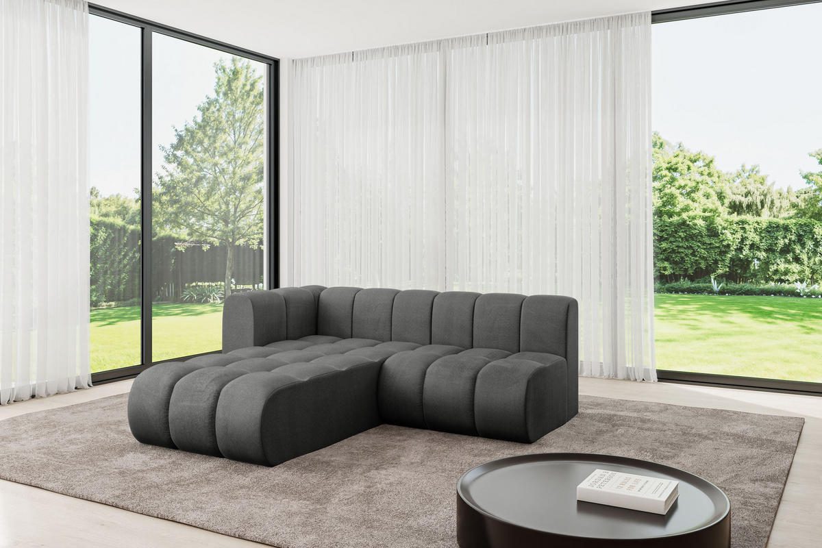 ECKSOFA modulares Sofa Darnel-L1 - 205x177x70 cm Dunkelgrau - Dunkelgrau, Holzwerkstoff/Textil (205/177cm) - ALTDECOR