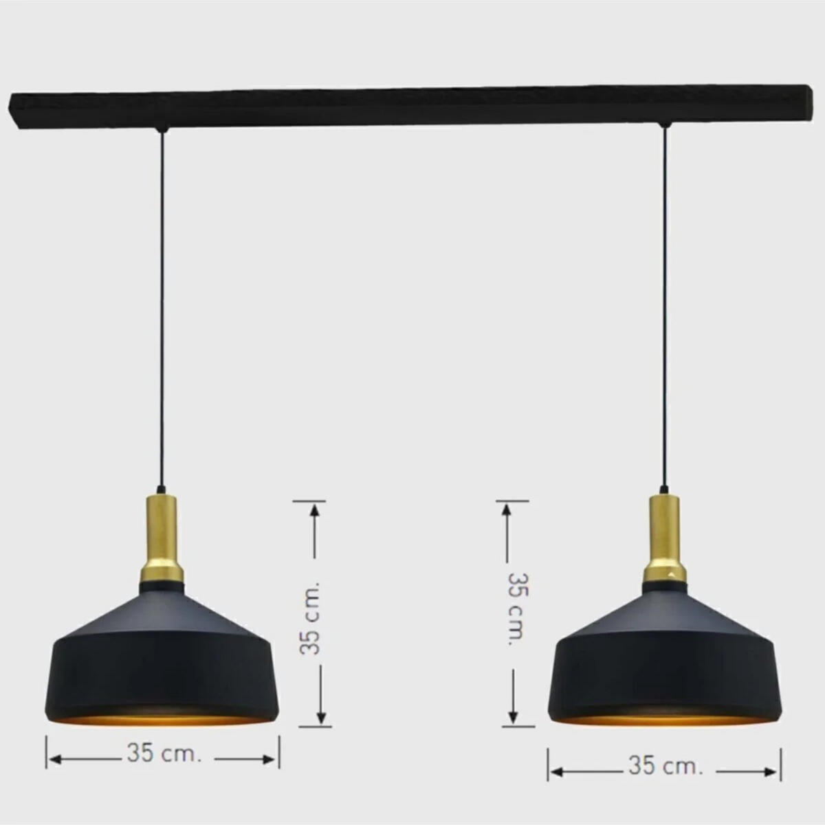 PENDELLEUCHTE Dualaufh�ngung 2-tlg - Schwarz, Metall (35/35/38cm) - Bamyum