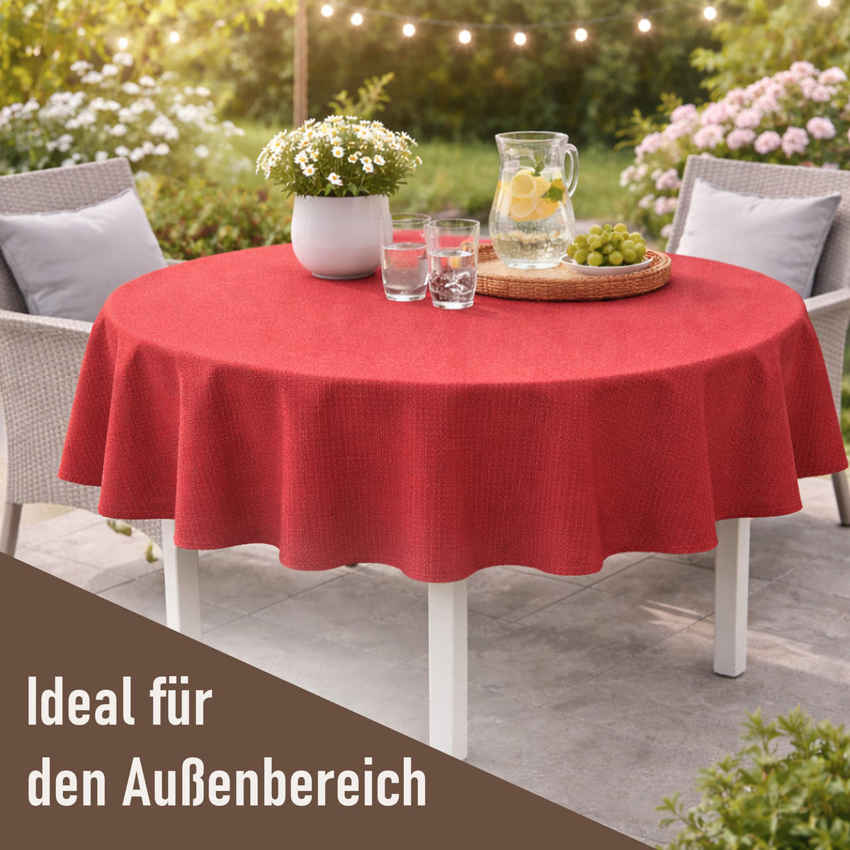 TISCHDECKE Garten Weichschaum Ø160cm - Rot - Rot, Kunststoff (160/160cm) - Bestlivings