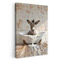 LEINWANDBILD Esel - Tiere - Badewanne - Schaumstoff 20x30 cm - Weiß, Textil (20/30cm) - MuchoWow