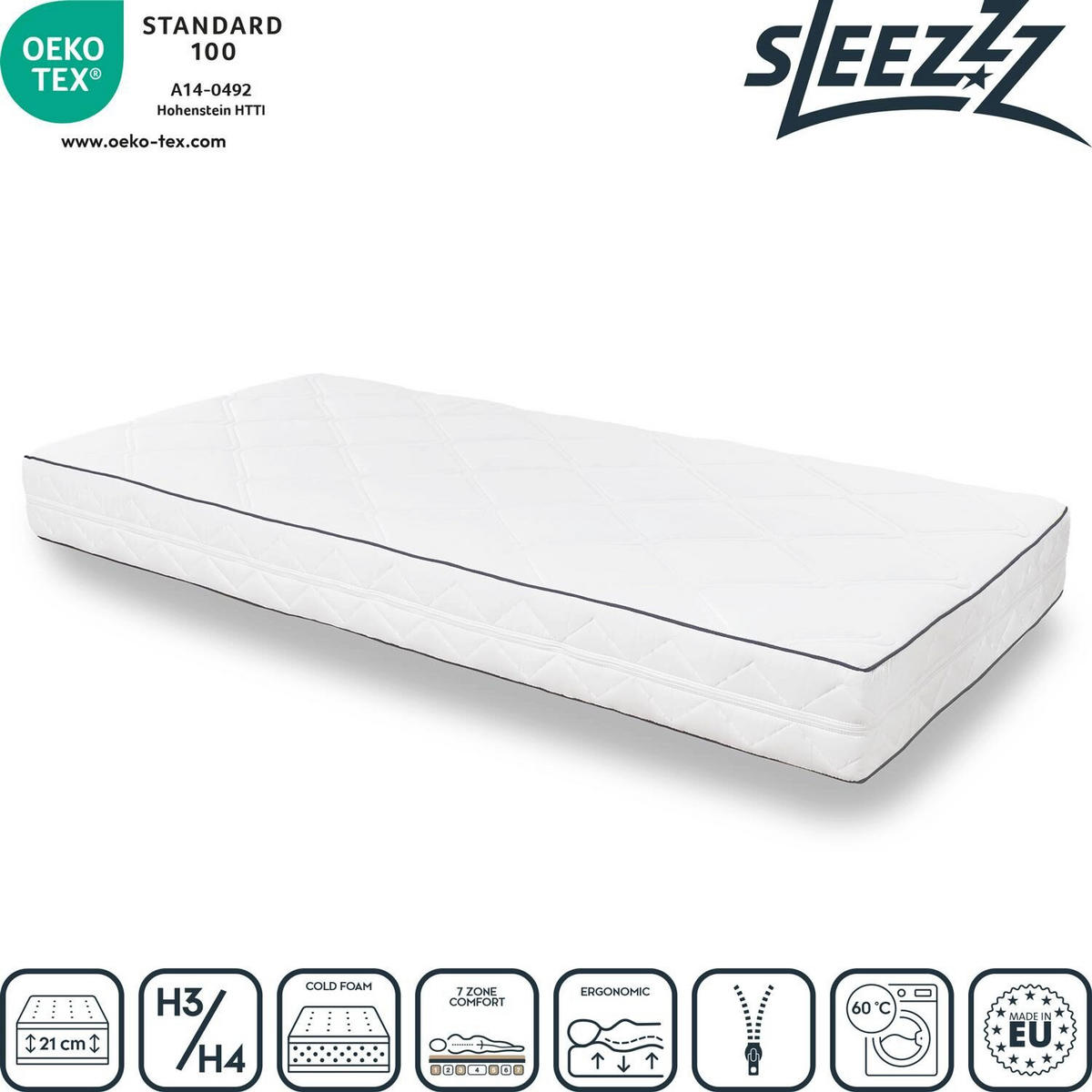 KOMFORTSCHAUMMATRATZE Superior 90x200 cm - Weiß, Textil (90/200cm) - Sleezzz