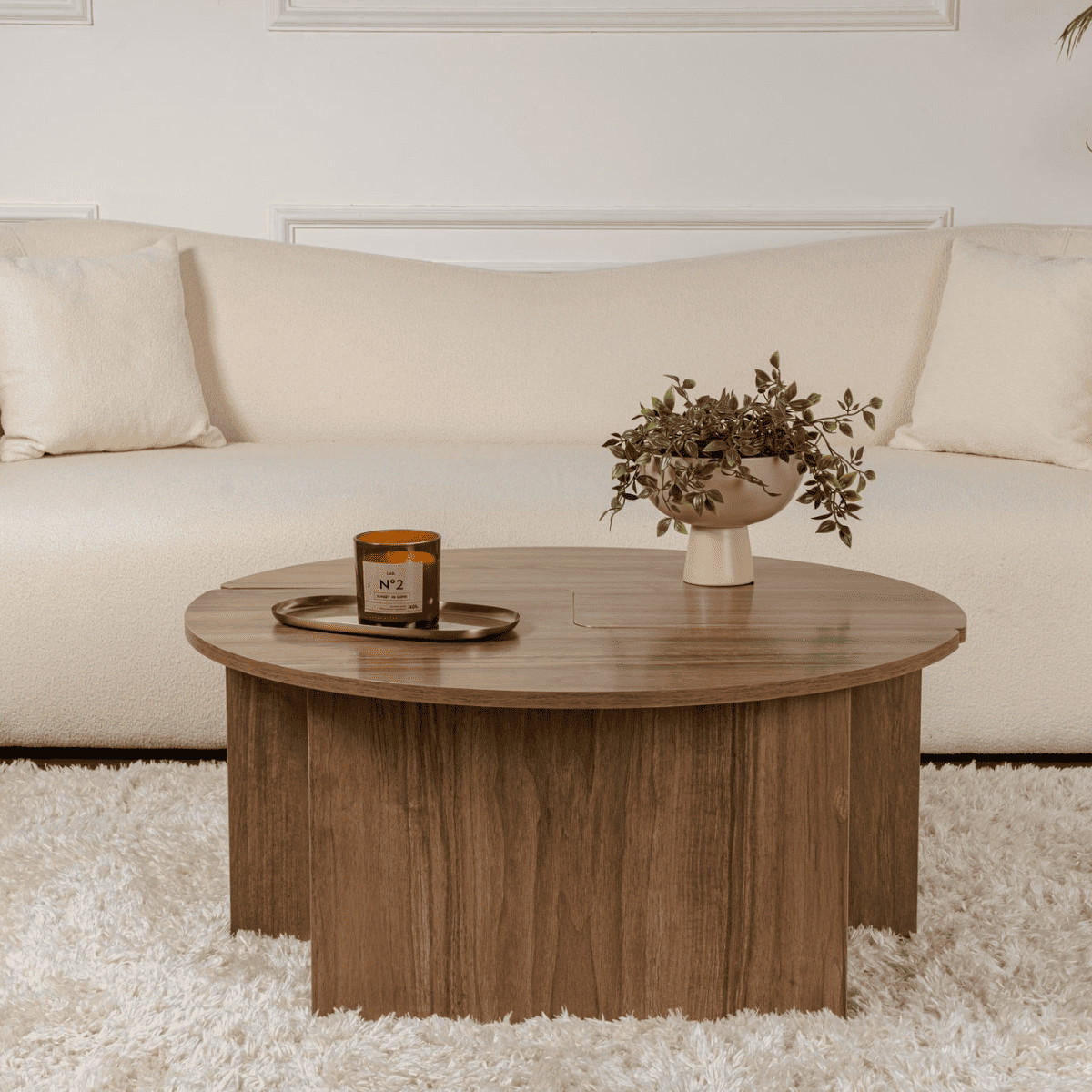 COUCHTISCH (2er-Set) moira 90/90/41 cm - Naturfarben, Holzwerkstoff (90/90/41cm) - Calicosy