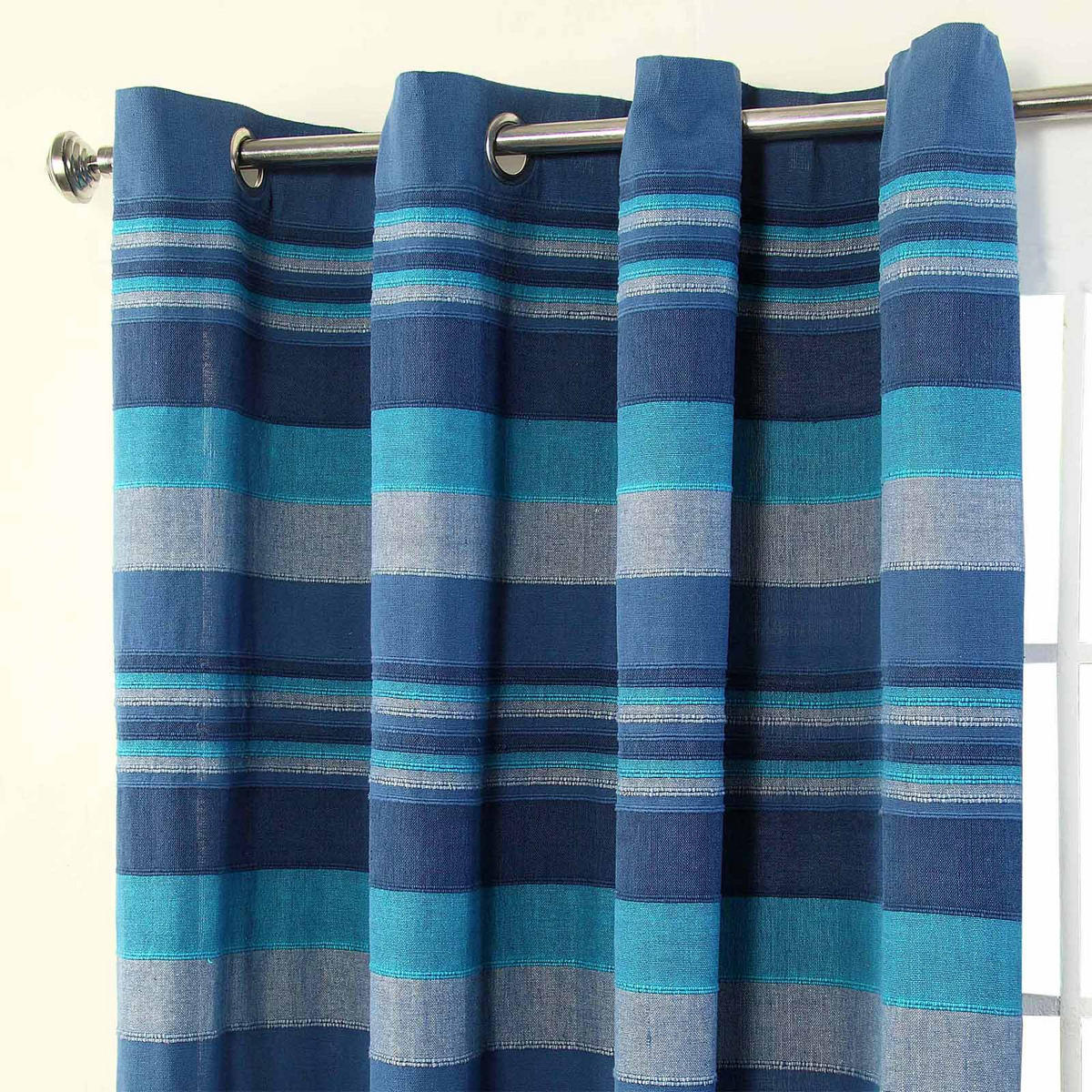 ÖSENVORHANG Morocco blickdicht 2er-Set, 137/137 cm - Blau, Textil (137/137cm) - Homescapes