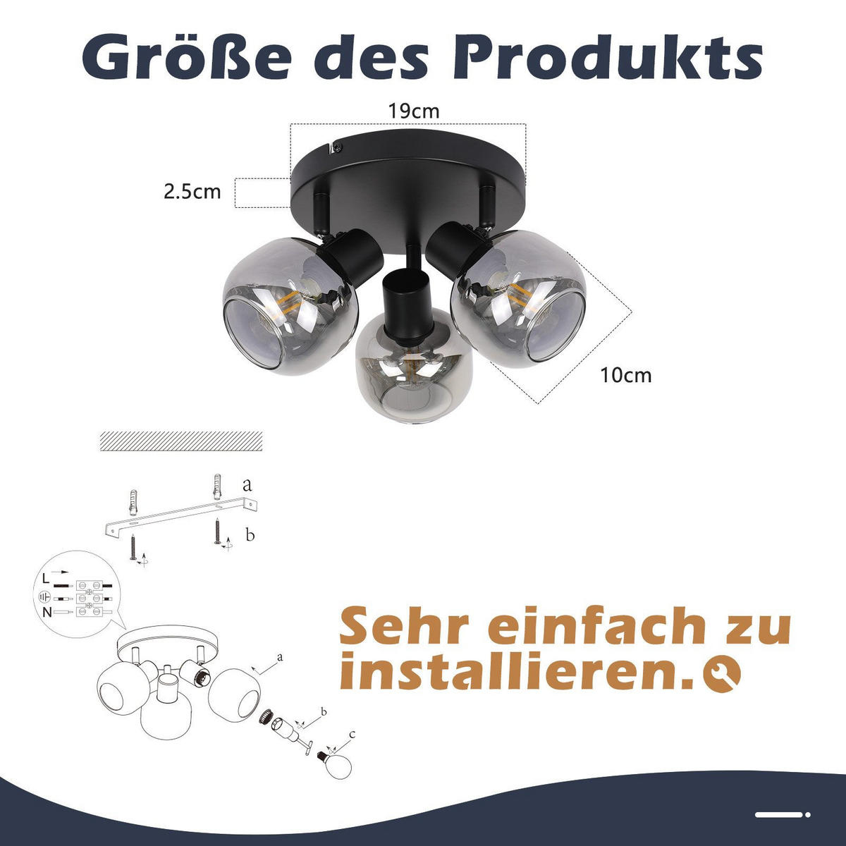 DECKENLEUCHTE Macintyre 19/19/16.5cm - Schwarz, Metall (19/19/16.5cm) - Nettlife