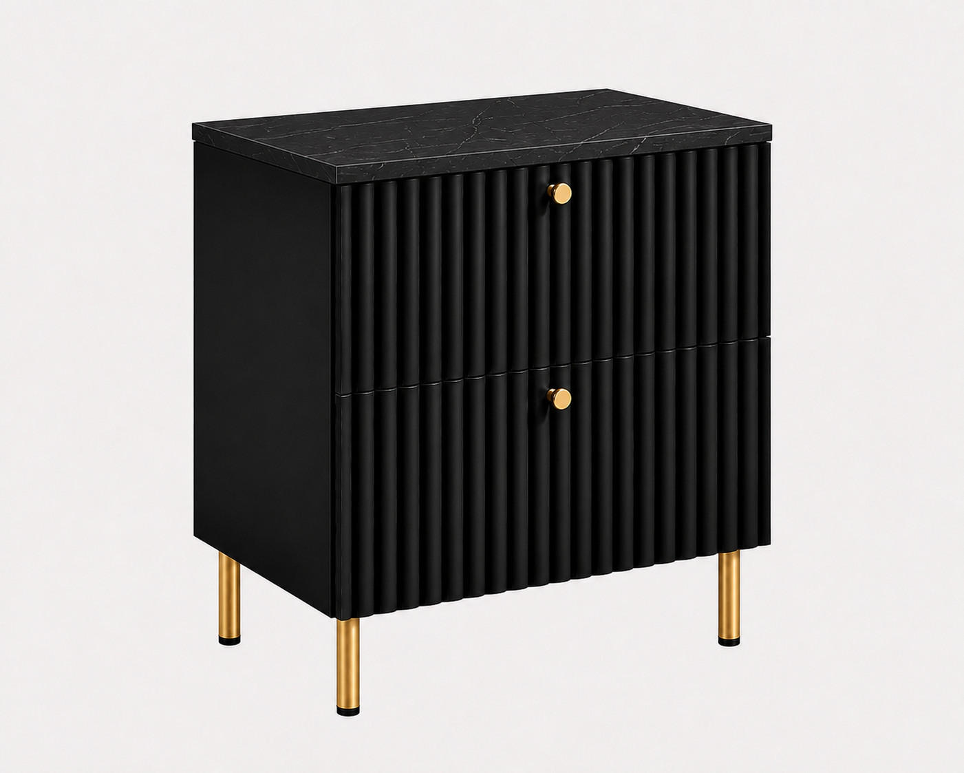 BADEZIMMERSCHRANK: Schwarz / Platte Marmor Black Royal / Griffe Gold / Beine Gold, 60 x 44,4 x 73,6 cm - Goldfarben/Schwarz, Holzwerkstoff (60/73.6/44.4cm) - 3XE LIVING