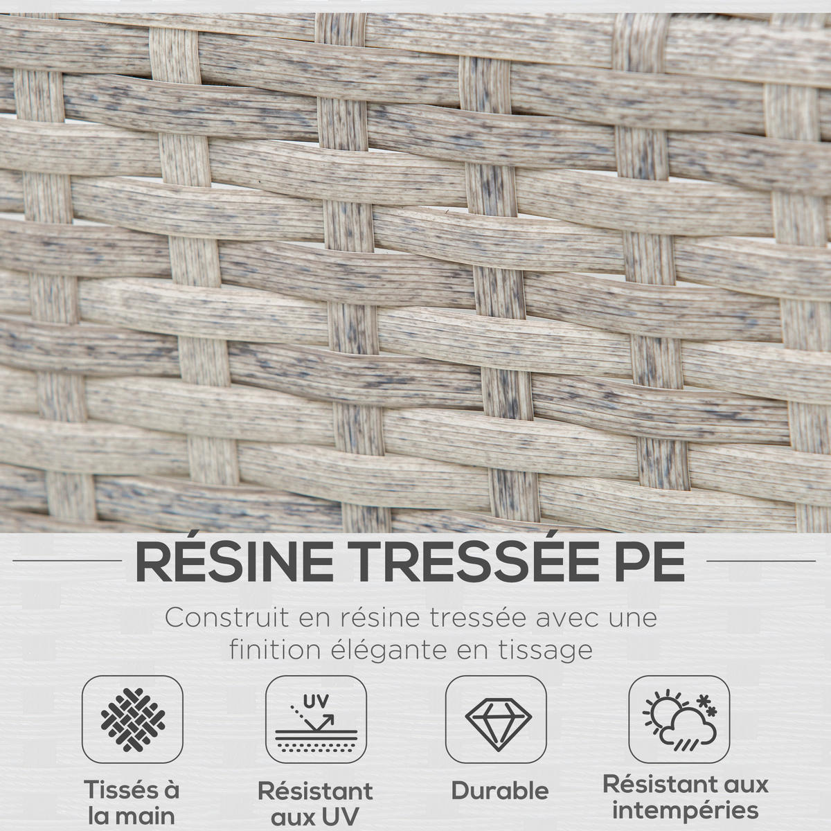 GARTENLOUNGE DE-13723 5‑Sitzer mit Glastisch Grau - Grau, Kunststoff/Metall - ComfortXL