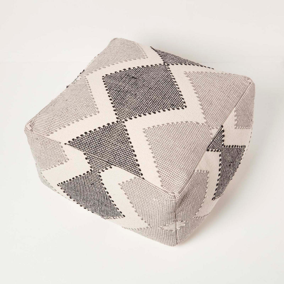 SITZPOUF Malmö grau gemustert, 55/55/30 cm - Grau, Textil (55/30/55cm) - Homescapes