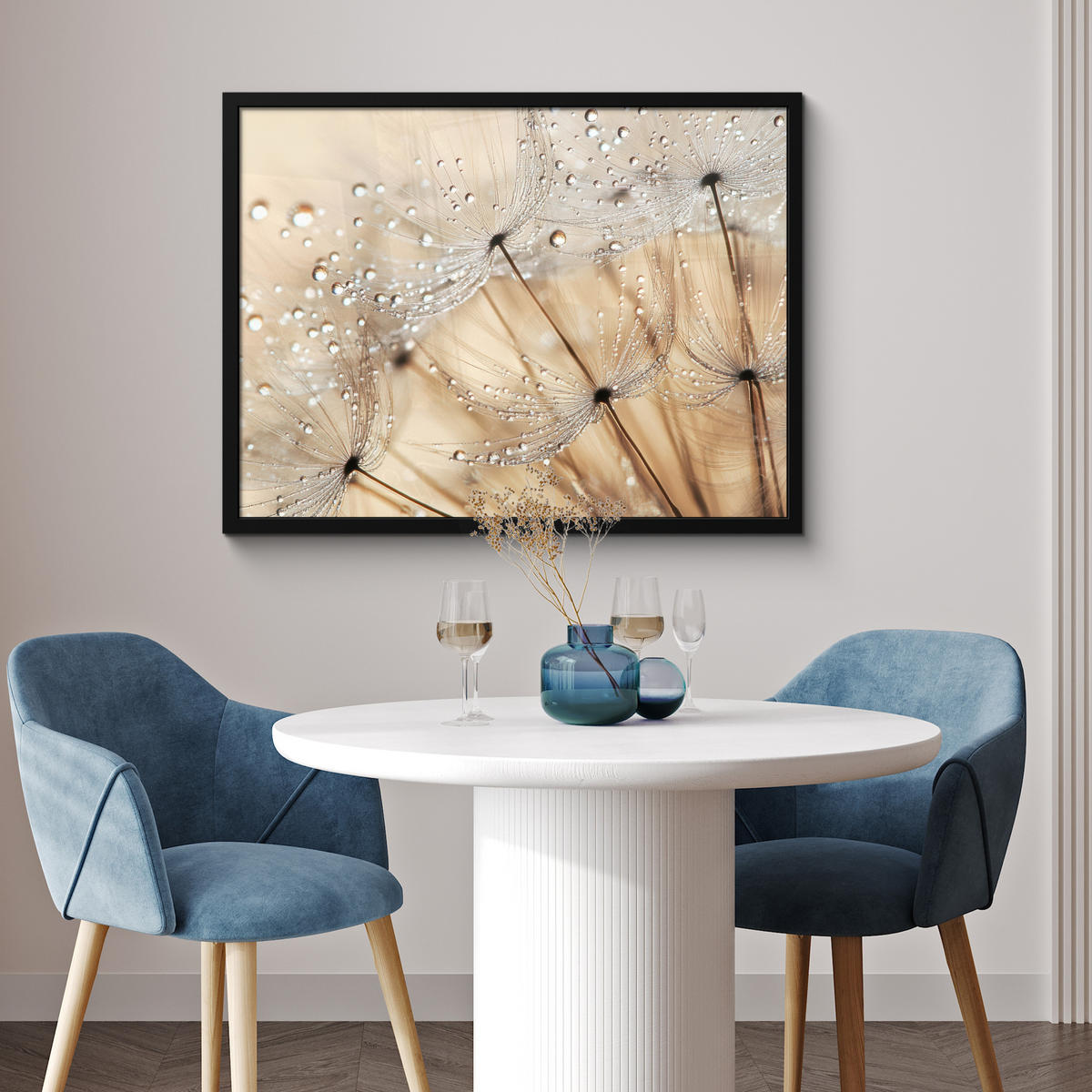 POSTER MIT RAHMEN Löwenzahn - Abstrakt - Natur - Beige 80x60 cm - Braun, Papier (80/60cm) - MuchoWow