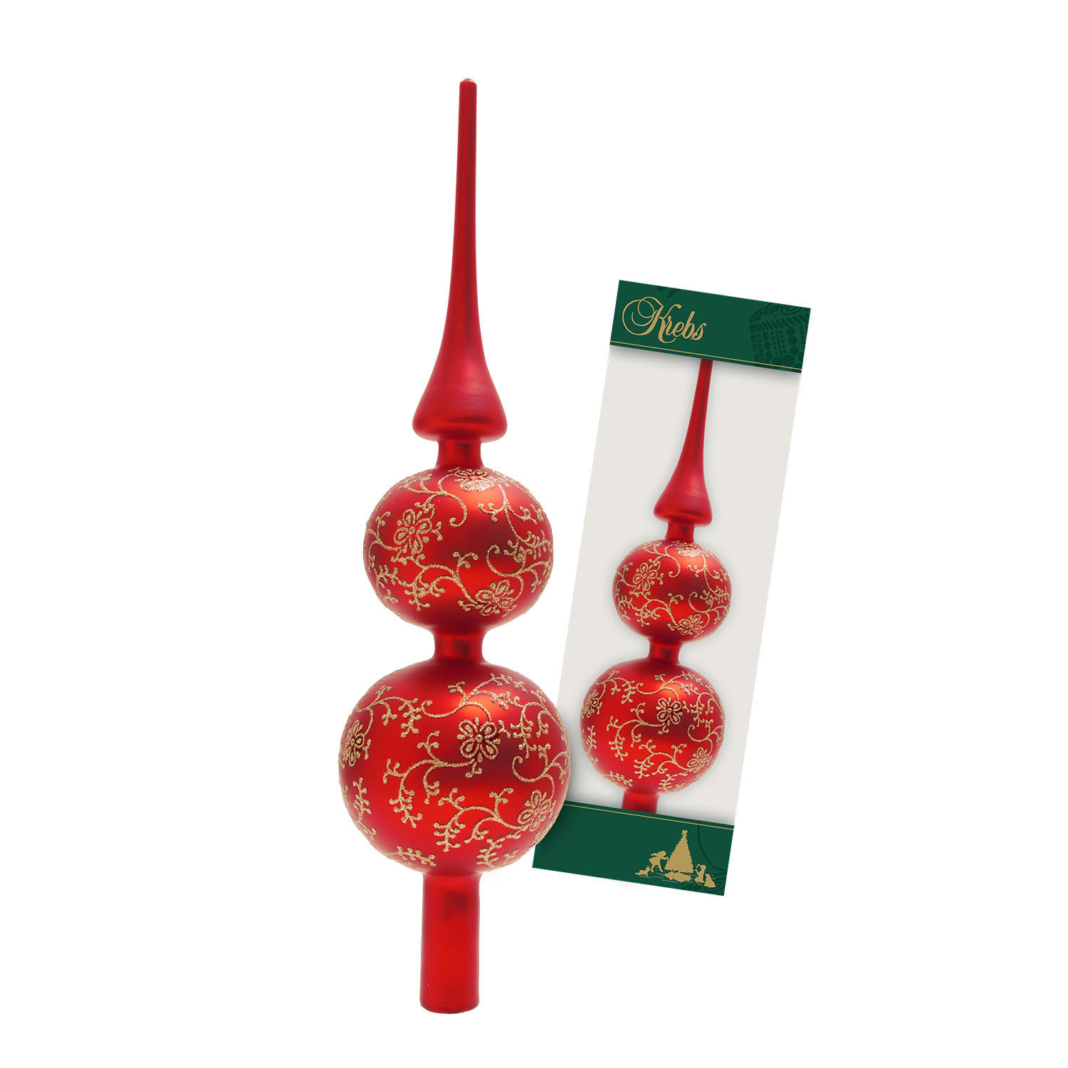 Krebs Glas Lauscha Baumspitze Rot 33 cm