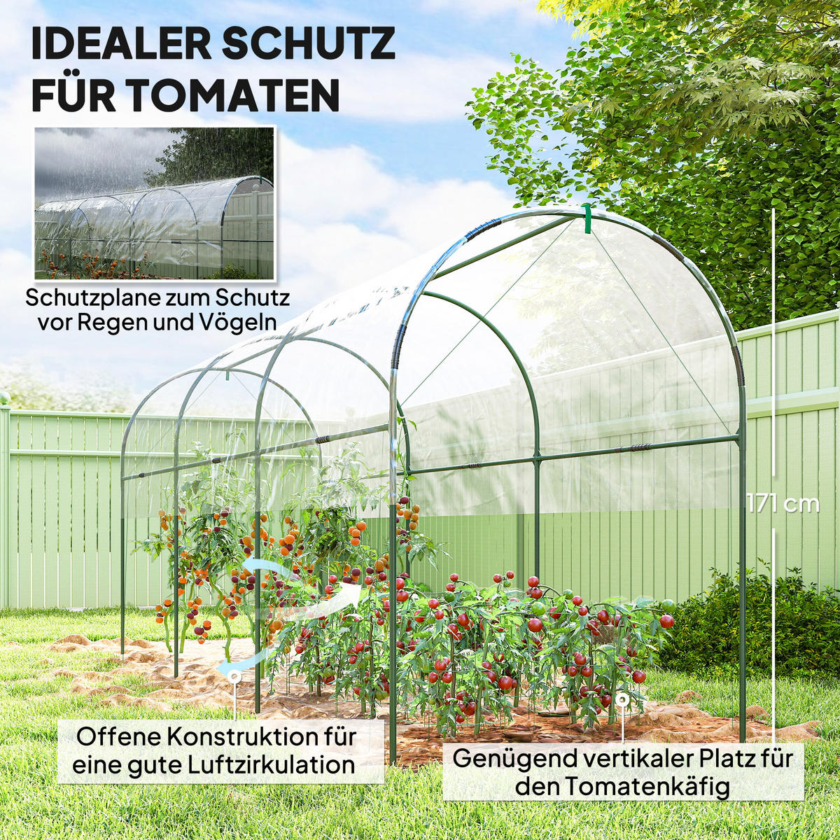 FOLIEN-GEWÄCHSHAUS winterfest mit Bogendach - Transparent, Metall (120/170/400cm) - Outsunny