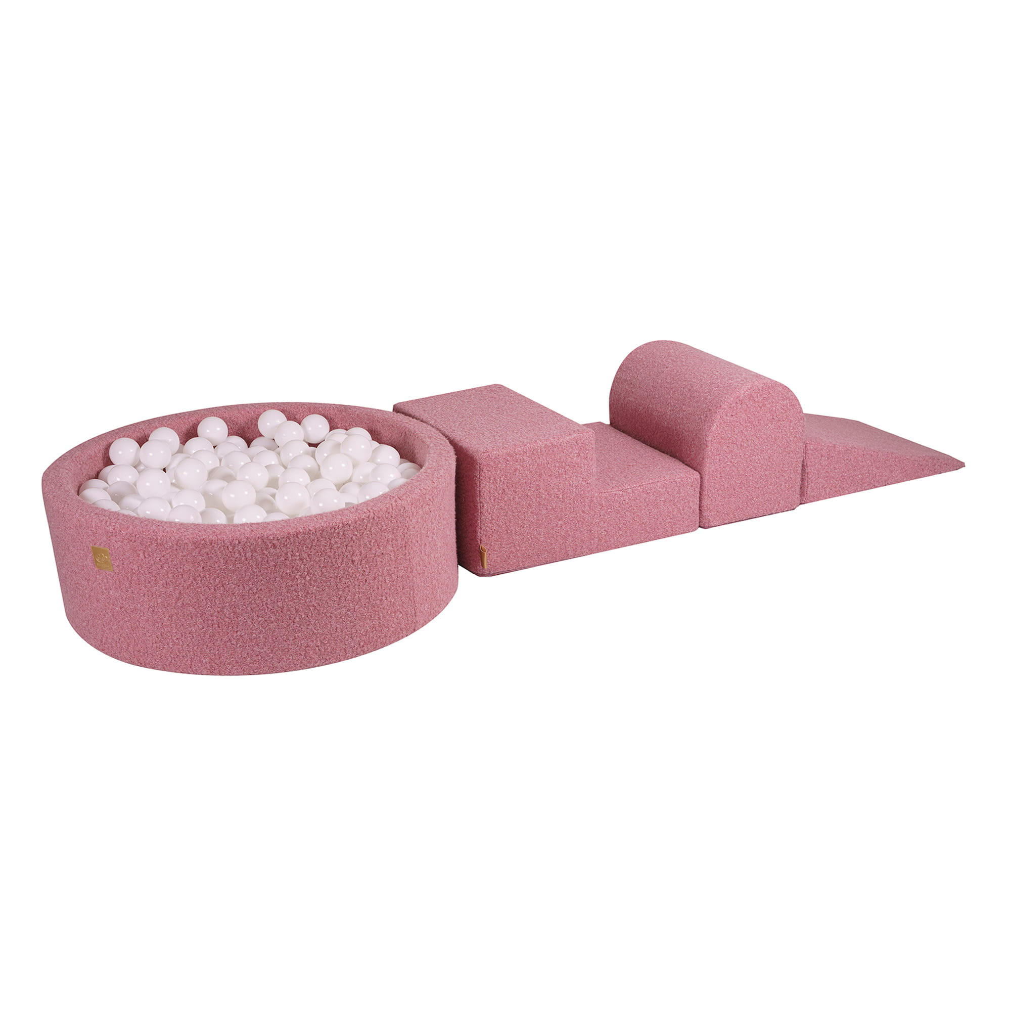 BÄLLEBAD mit Schaumstoff Bausteinen für Kinder, Boucle, Rosa - Rosa/Weiß, Textil (230/45/30cm) - MeowBaby