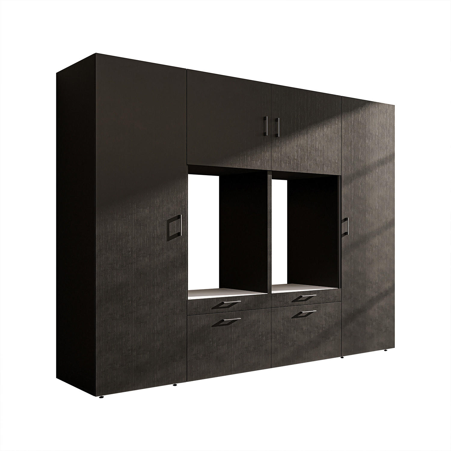 WASCHMASCHINENSCHRANK Serie 2 254cm Breit, 205cm Hoch - Schwarz, Holzwerkstoff (254/205/67cm)