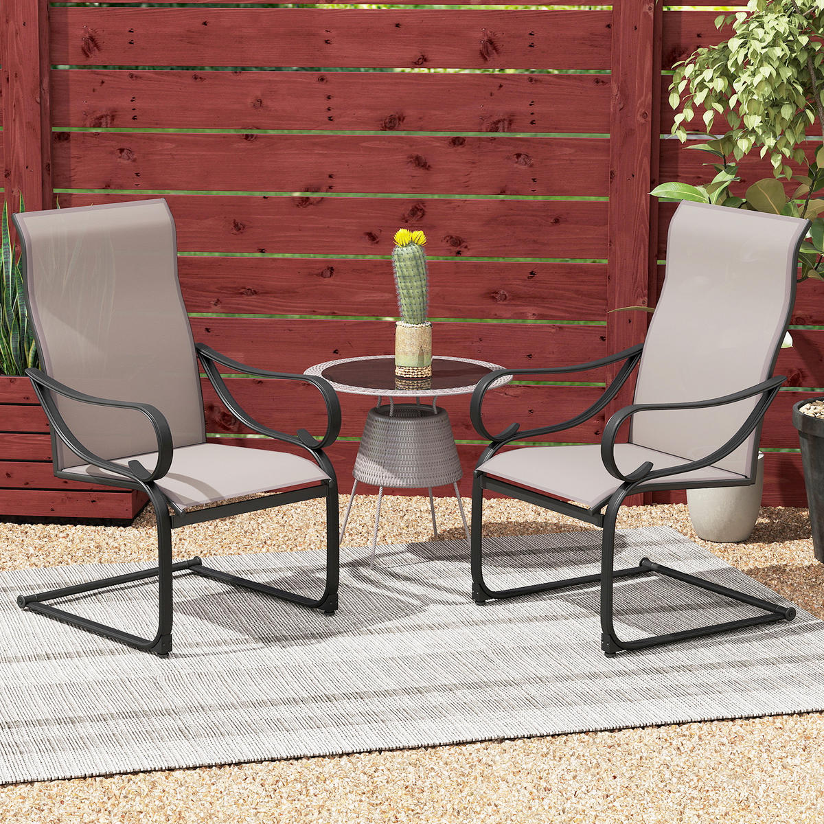 TERRASSENSTUHL Grau(2er-Set) - Grau, Metall (62/108/69cm) - COSTWAY