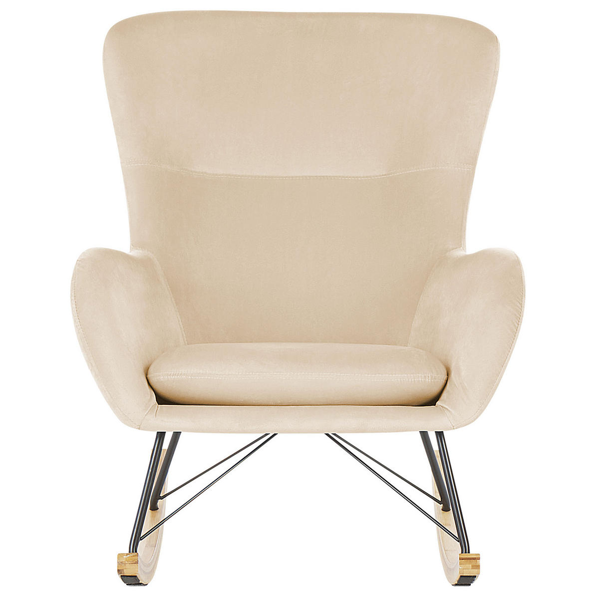 SCHAUKELSESSEL Samtstoff Beige Ellan - Hellbraun/Beige, Textil (71/97/90cm) - Beliani