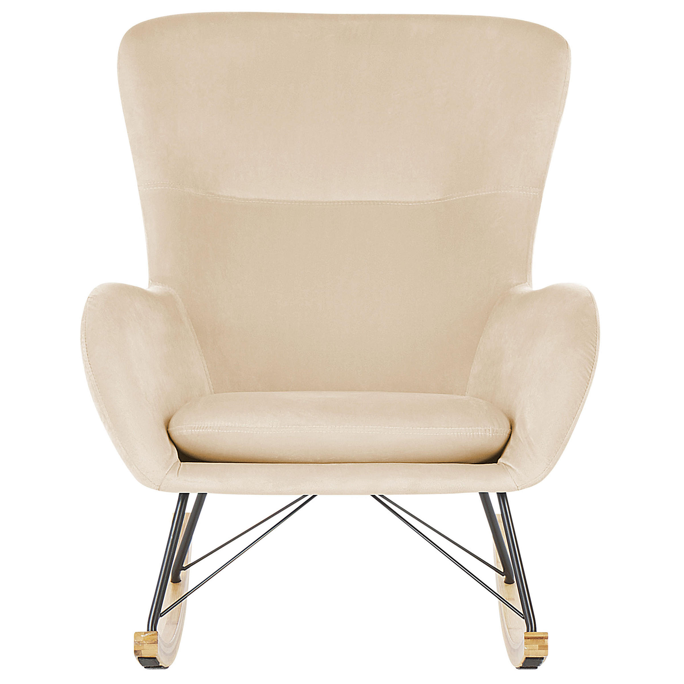 Thumbnail - Beliani Schaukelsessel, Beige, Schwarz, Hellbraun, Textil, 71x97x90 cm, Wohnzimmer, Sessel, Schaukelstühle