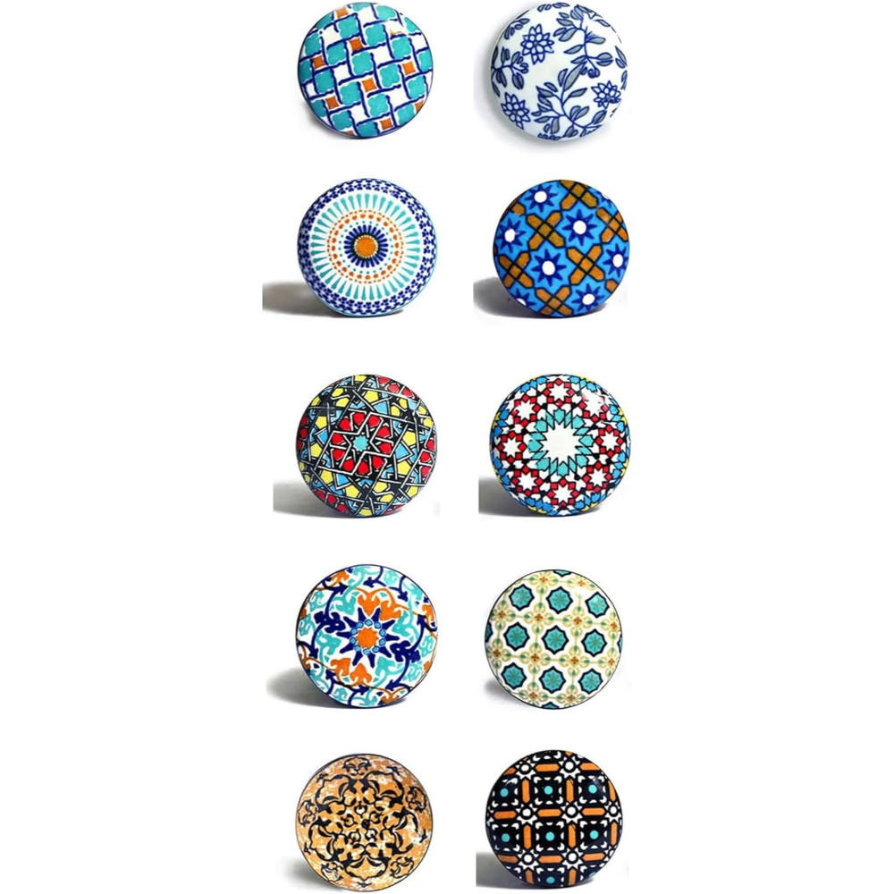 KERAMIKKNÖPFEN Set mit 10 in verschiedenen Farben und Formen 40 mm Durchmesser - Multicolor, Keramik (4/4/6.9cm) - Nacnic