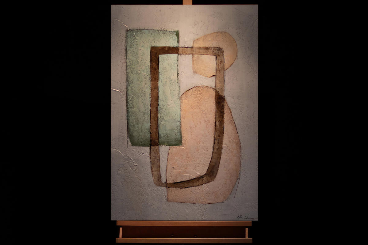 ACRYLBILD HANDGEMALT 60/90 cm - Pink/Grün, Holz/Textil (60/90cm) - KUNSTLOFT