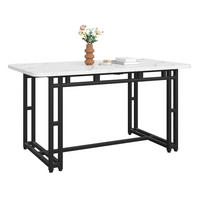 JEDÁLENSKÝ stôl 120 cm MDF čierna/biela s kovovou podnožou - biela, kompozitné drevo (120/70/74cm) - BEAOK