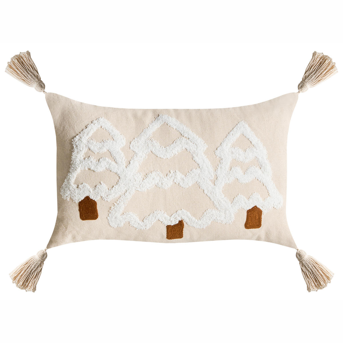 Dekokissen 2er-Set Hellbeige 45/45 cm Intsia - Beige/Weiß, Naturmaterialen (50/45cm) - Beliani