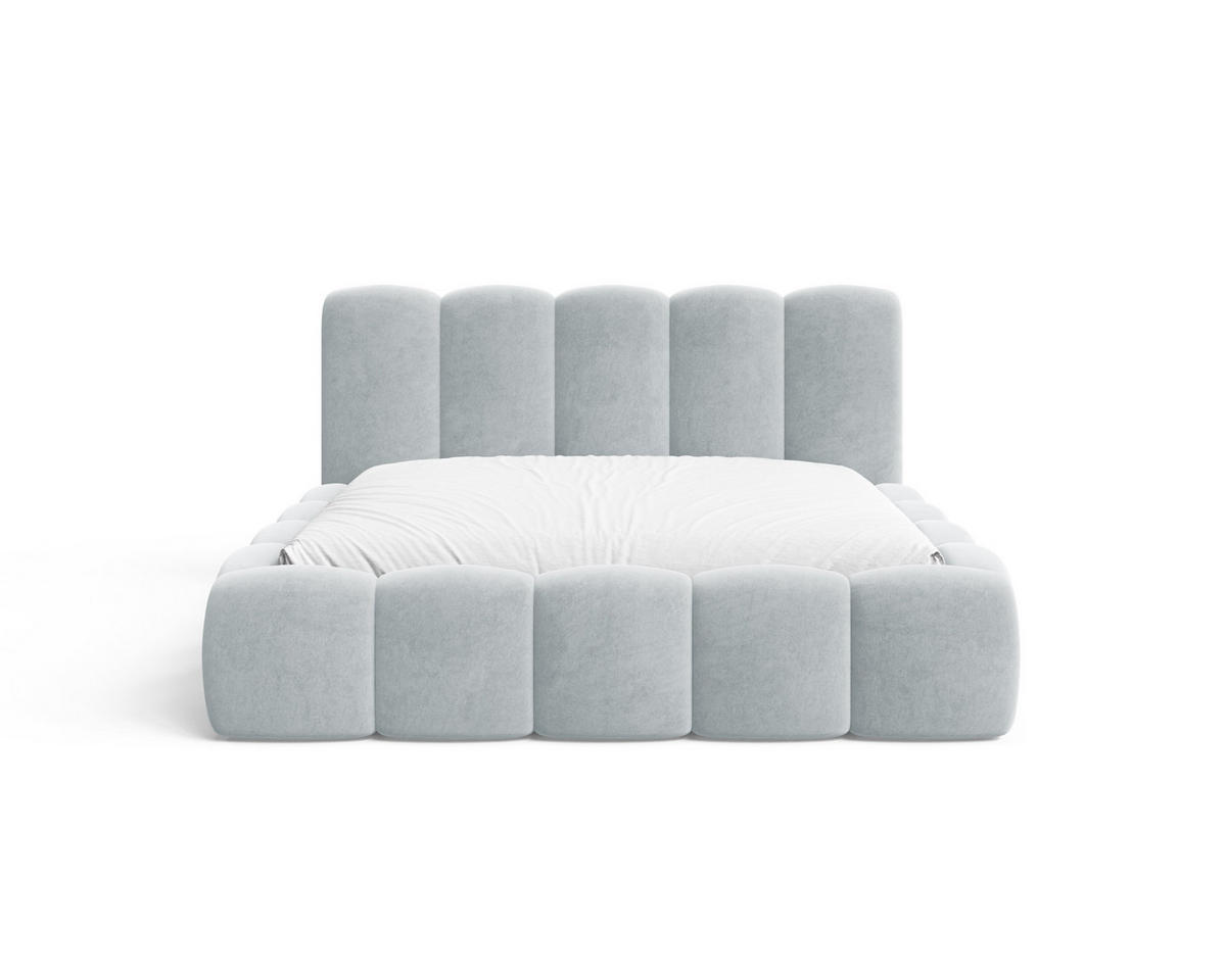 POLSTERBETT 18 - 140x200 cm – Riviera – Gepolstertes Bett mit Metall-Lattenrost - Blau, Holz (140/200cm) - ROYAL24_MARKT