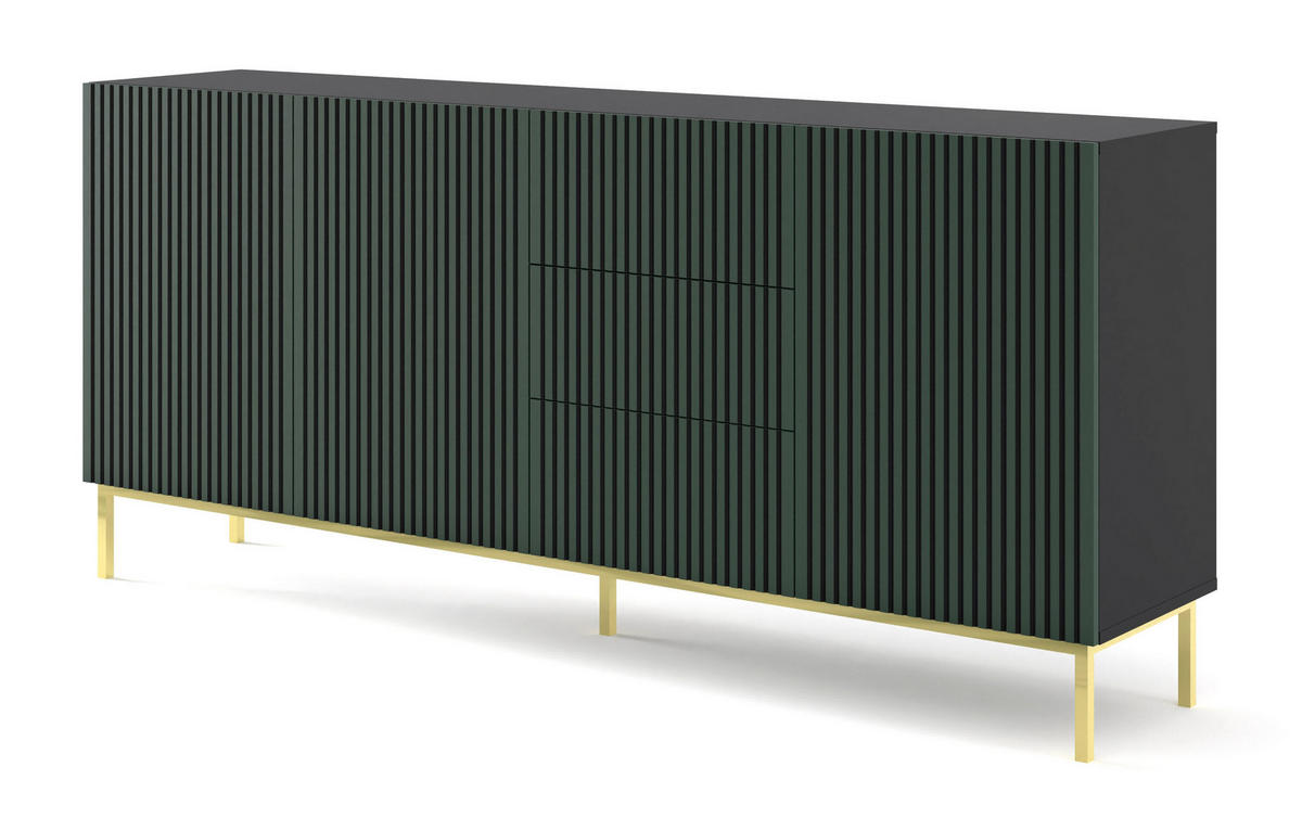 SIDEBOARD SCHWARZ - Goldfarben/Schwarz, Holzwerkstoff (200/87/42cm) - FURNLUX