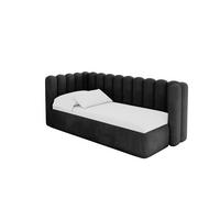 EINZELLBETT Jugendbett mit Bettkasten und Matratze H3/H4, Rechts - HUGY 100x200 Schwarz - Anthrazit, Holzwerkstoff/Textil (100/200cm) - ALTDECOR