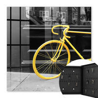 SCHLÜSSELBOX Schwarz 30x30 cm- Türöffnung nach rechts - Gelbes Fahrrad - Gelb, Metall (30/30/5cm) - TULUP