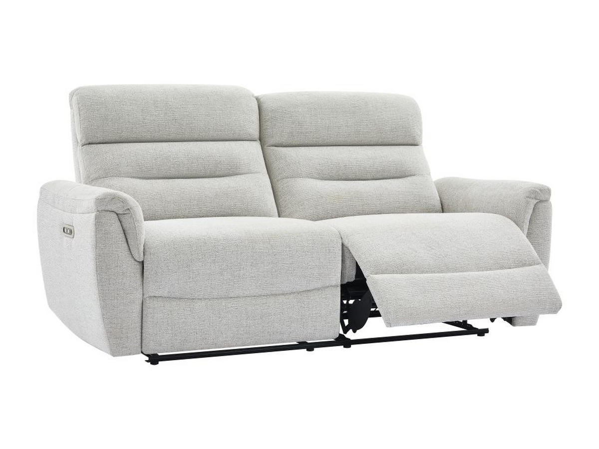 3-SITZER Elektrischer Relax-Sofa aus hellgrauem Strukturstof BREVIO - Hellgrau, Textil (91/101/193cm) - Vente-Unique