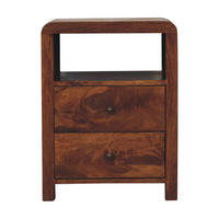 NACHTTISCH Aspen mit 2 Schubladen, Braun - Messingfarben/Braun, Mangoholz/Holz (35/60/45cm) - Artisan Furniture