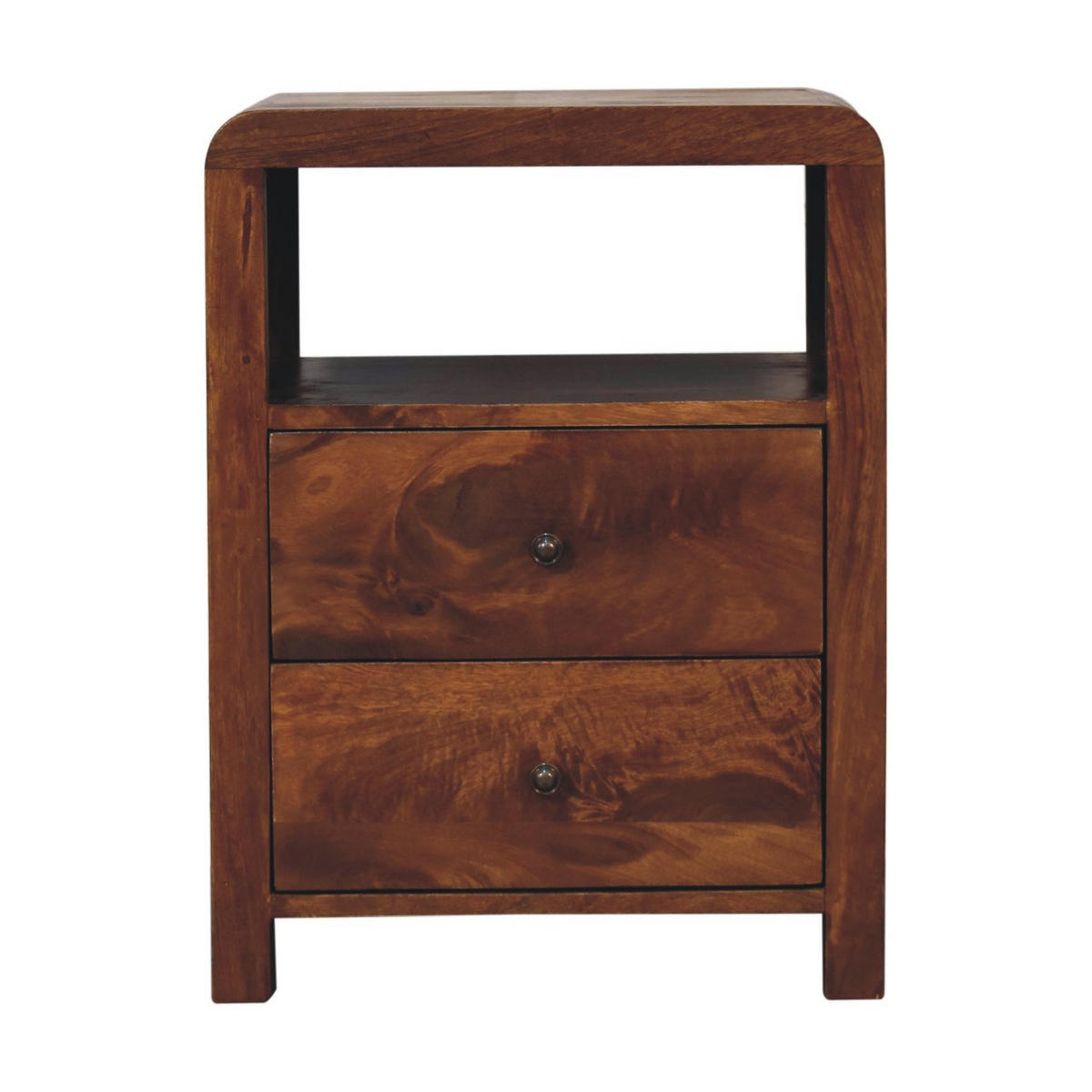 NACHTTISCH Aspen mit 2 Schubladen, Braun - Messingfarben/Braun, Mangoholz/Holz (35/60/45cm) - Artisan Furniture