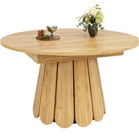 ESSTISCH aus MDF 118(158)x118x76,8 cm Naturfarben ausziehbar mit Holzoptik und runder Tischplatte - Naturfarben, Holzwerkstoff (158/118/76cm) - Modfu