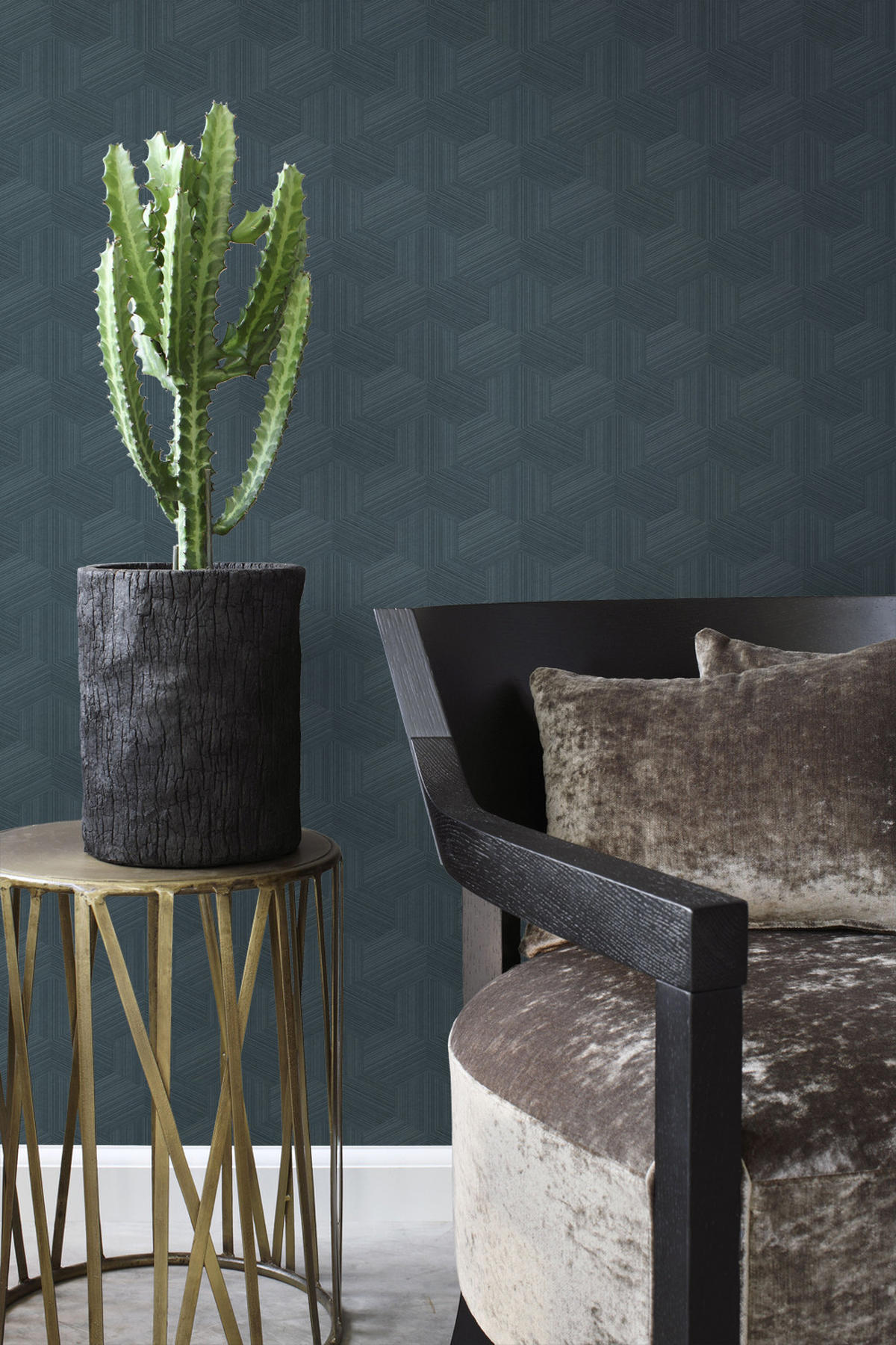 TAPETE 3D-Muster 50 x 900 cm - Blau, Papier (50/900cm) - Origin Wallcoverings