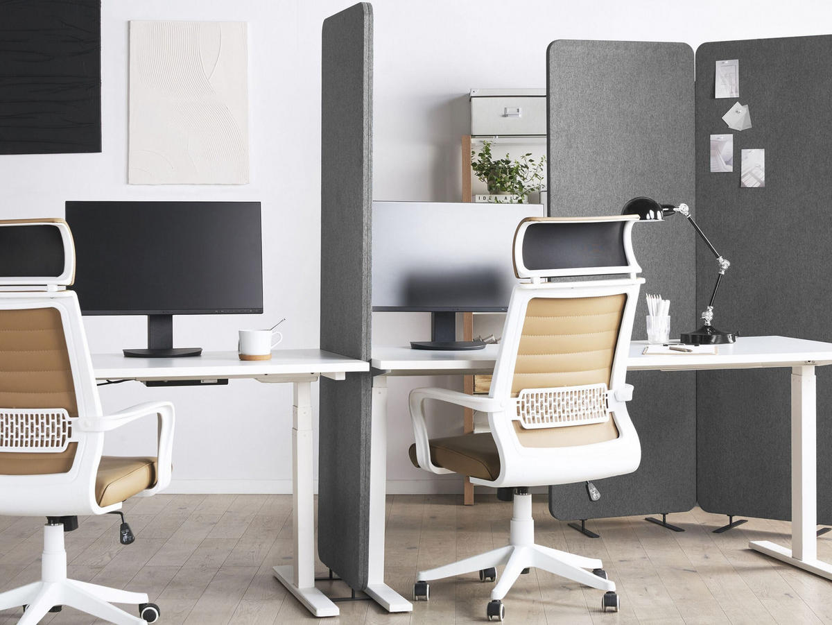 BÜRO-RAUMTEILER 184/184 cm Grau Standi - Dunkelgrau/Grau, Textil (184/184/30cm) - Beliani