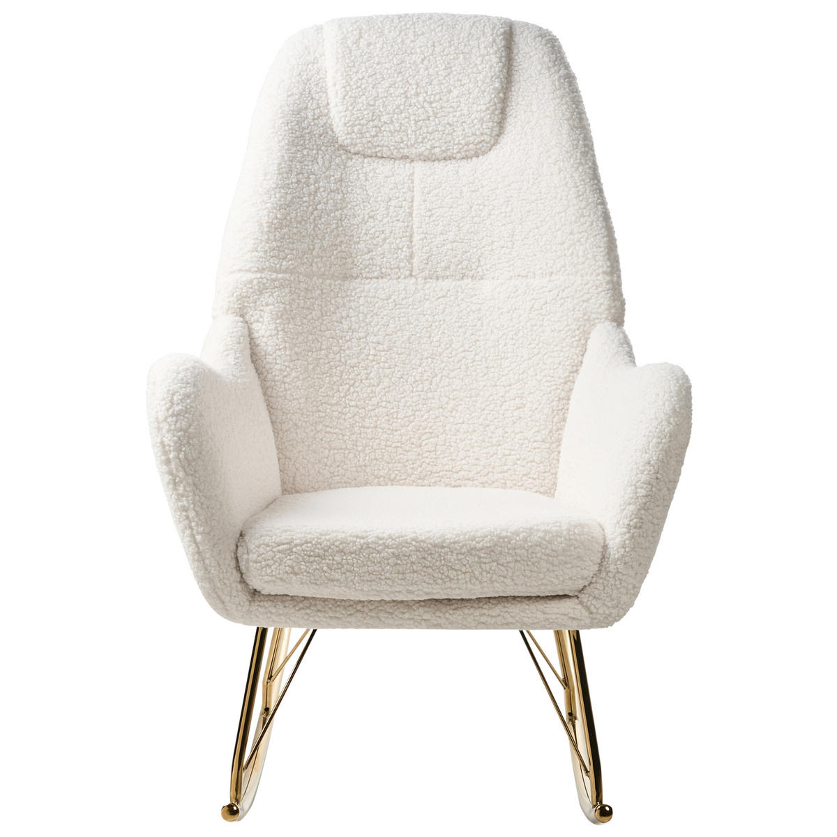 SCHAUKELSESSEL Cremeweiß Gulsele - Goldfarben/Weiß, Textil (70/105/95cm) - Beliani